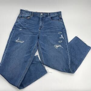 AMERICAN EAGLE Jeans High Waist Distressed Raw Hem Ankle Womens 16 (see note)